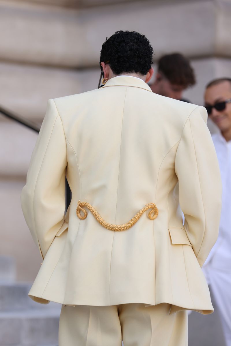 Bad Bunny attends the Schiaparelli Haute Couture Fall/Winter 2026/2027 show as part of Paris Fashion Week