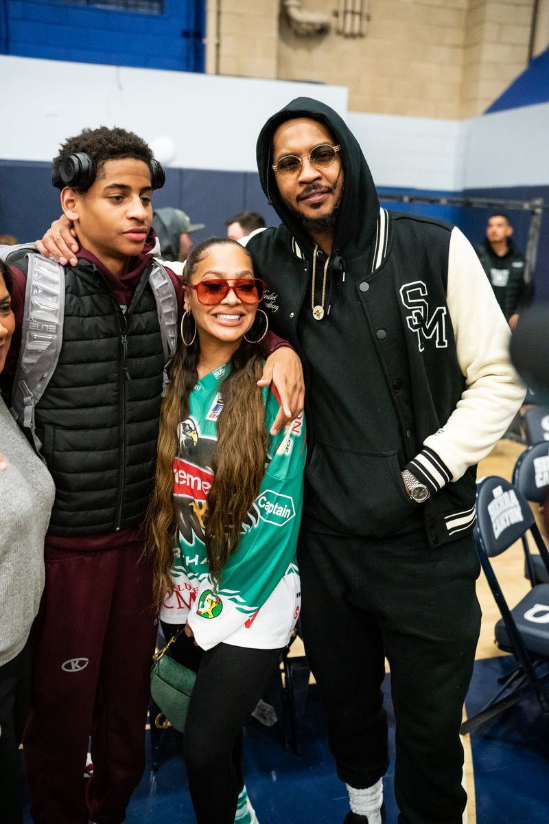 Kiyan Anthony, Lala Anthony, and Carmelo Anthony.