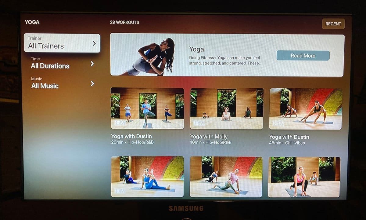 Apple Fitness+ app collection of workouts