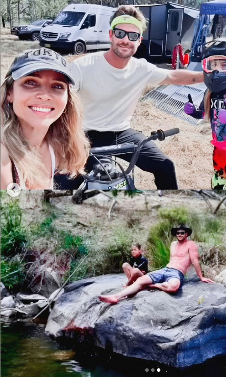 Elsa Pataky and Chris Hemsworth camping vacation.
