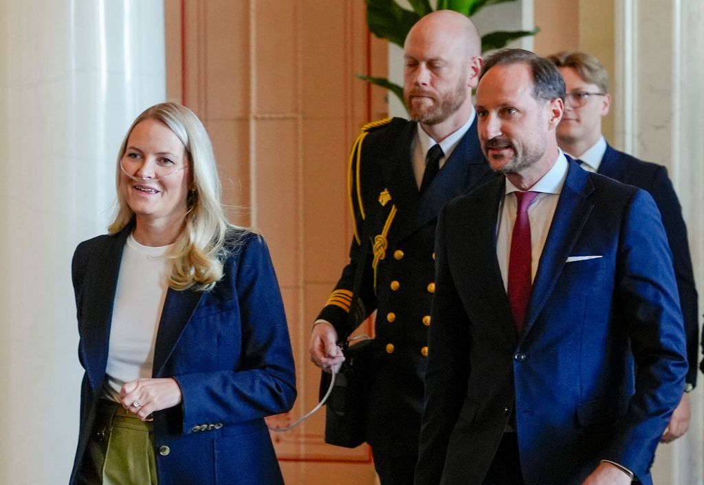 Princess Mette-Martin with her husband Prince Haakon of Norway and Prince Sverre Magnus at the reception with the Paralympic athletes.