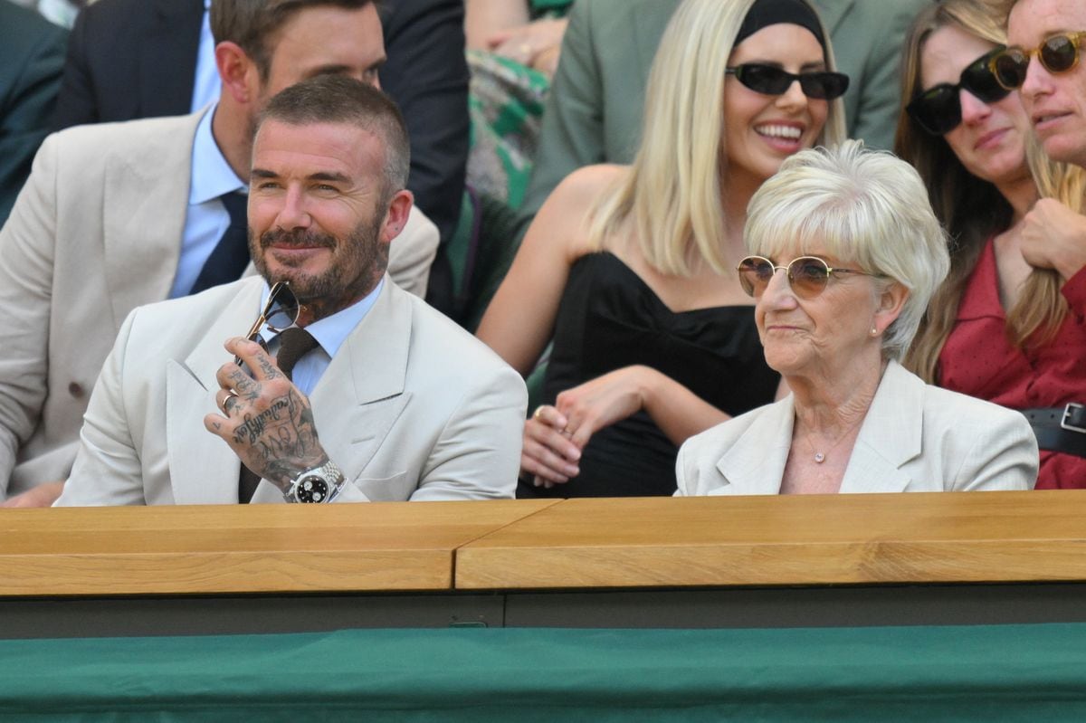 David Beckham and his mother Sandra Beckham attend day one of The Championships Wimbledon 2025 