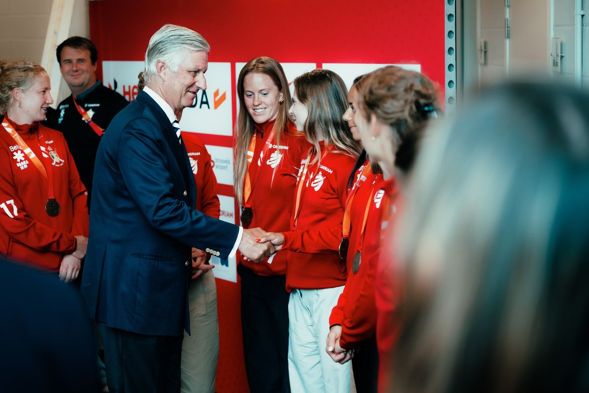 King Philippe met with members of Belgium’s women’s national hockey team following their historic World Cup performance.