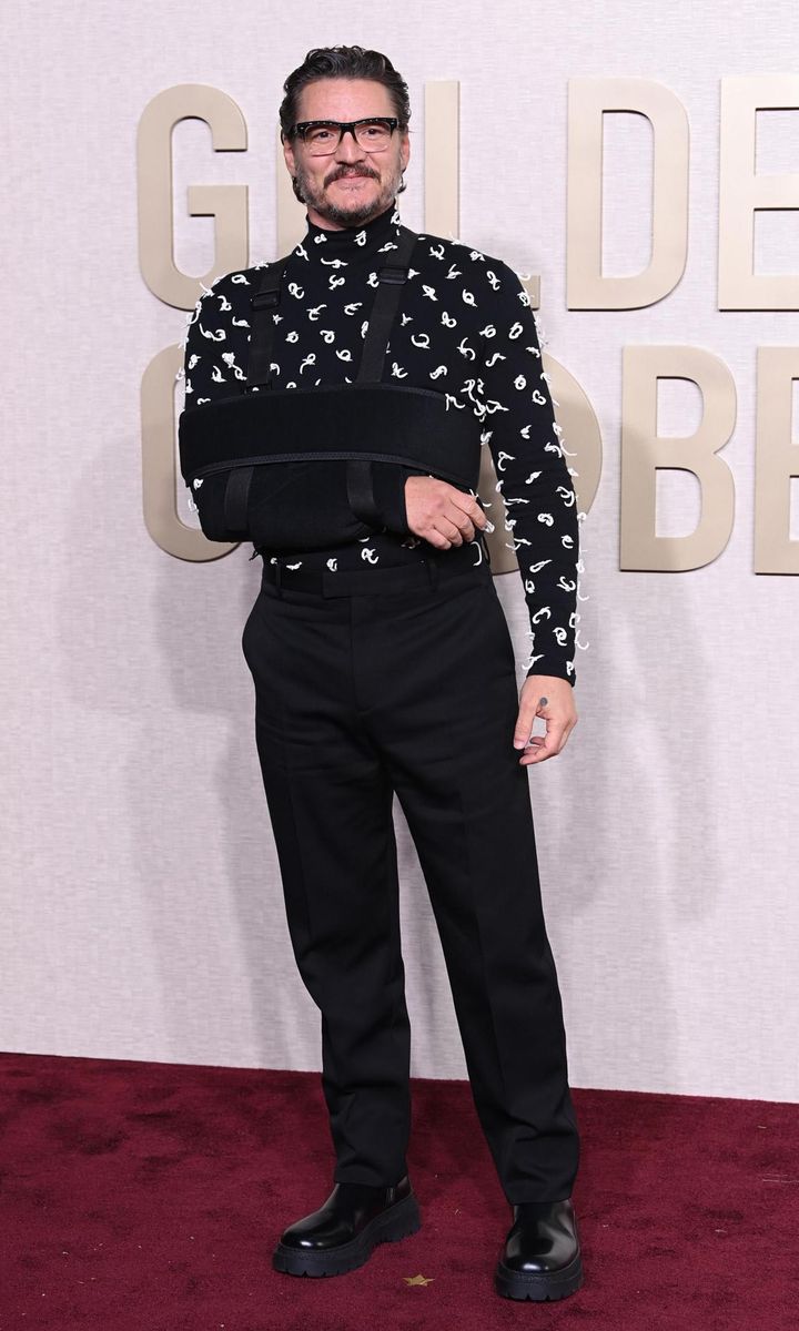 Pedro Pascal opens up about his arm injury at the Golden Globes