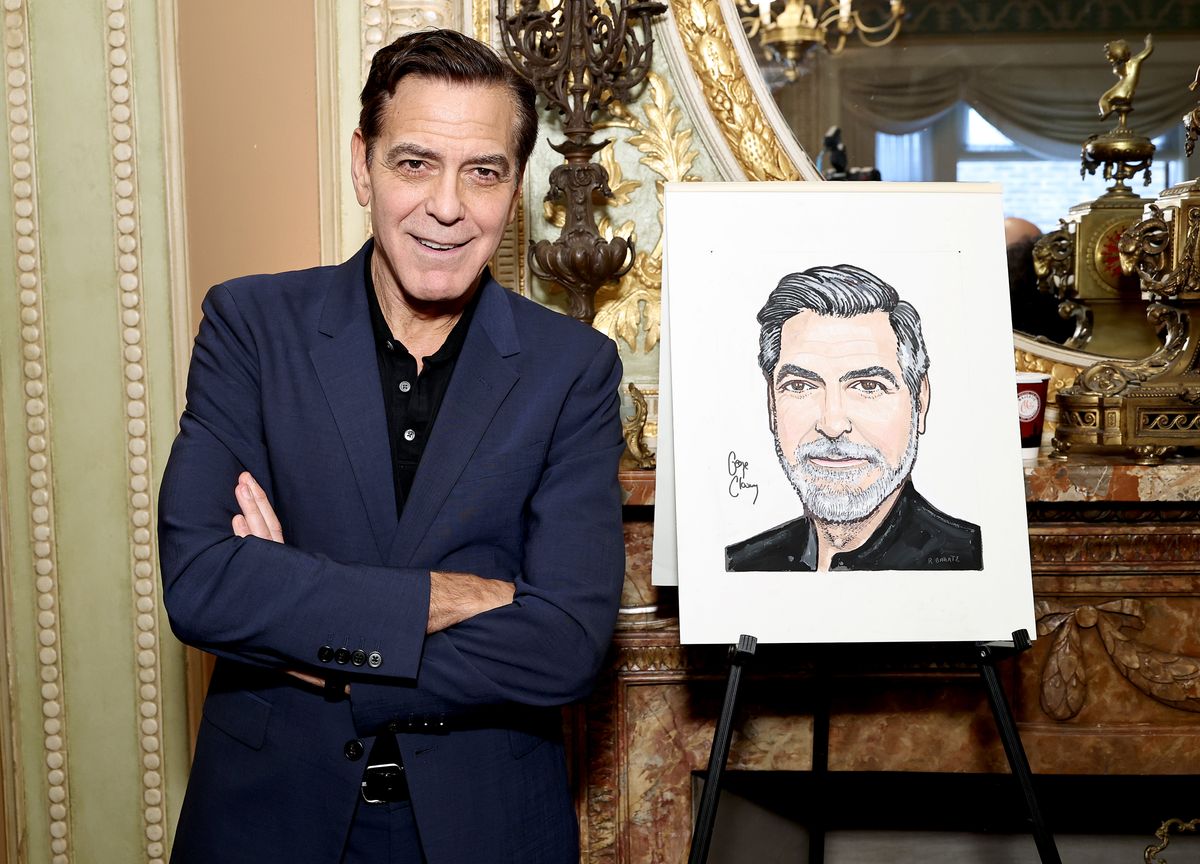 George Clooney at the unveiling of his Sardi's Caricature on April 24