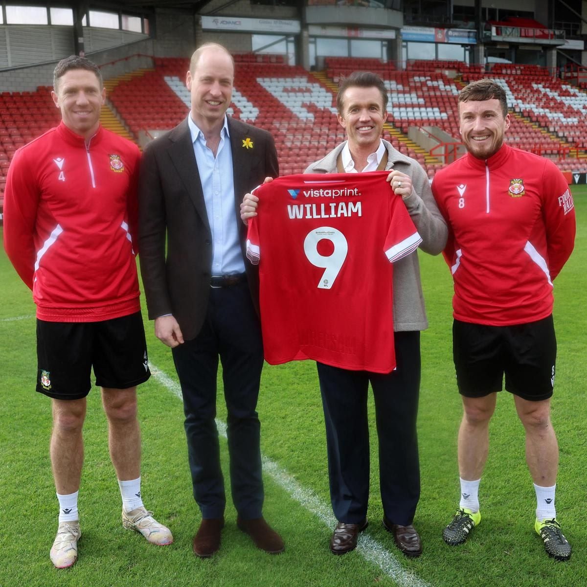 The Prince was given a jersey with his name at the stadium, where he met with staff and players.