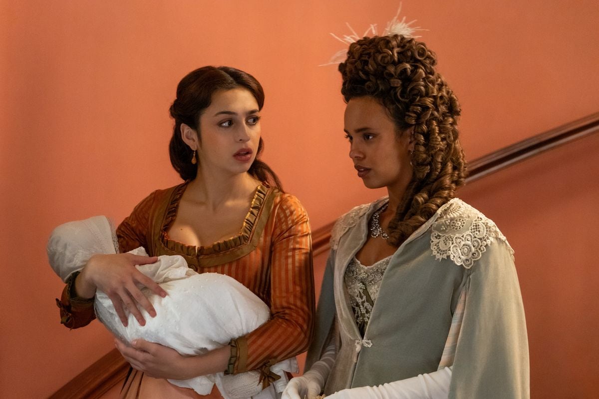 Josie Totah and Alisha Boe in "The Buccaneers," now streaming on Apple TV+.