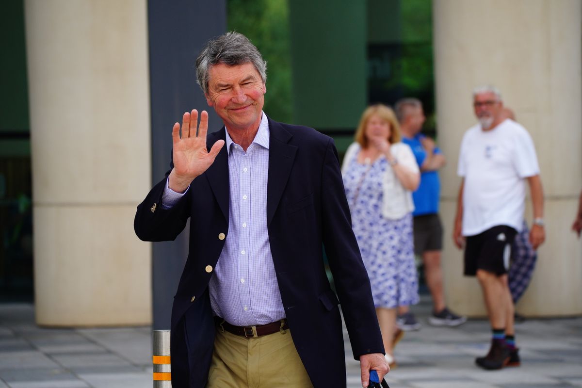 Vice Admiral Sir Tim Laurence leaves Southmead Hospital in Bristol where the Princess Royal is being treated after she "sustained minor injuries and concussion" following an incident on the Gatcombe Park estate on Sunday evening and remains in the Bristol hospital for observation. Picture date: Tuesday June 25, 2024. (Photo by Ben Birchall/PA Images via Getty Images)
