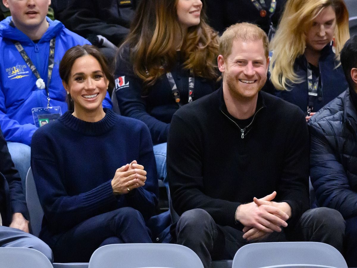 VANCOUVER, BRITISH COLUMBIA - FEBRUARY 09: Meghan, Duchess of Sussex and Prince Harry, Duke of Sussex attend the wheelchair basketball during day one of the 2025 Invictus Games at the Vancouver Convention Centre on February 09, 2025 in Vancouver, British Columbia. (Photo by Karwai Tang/WireImage)
