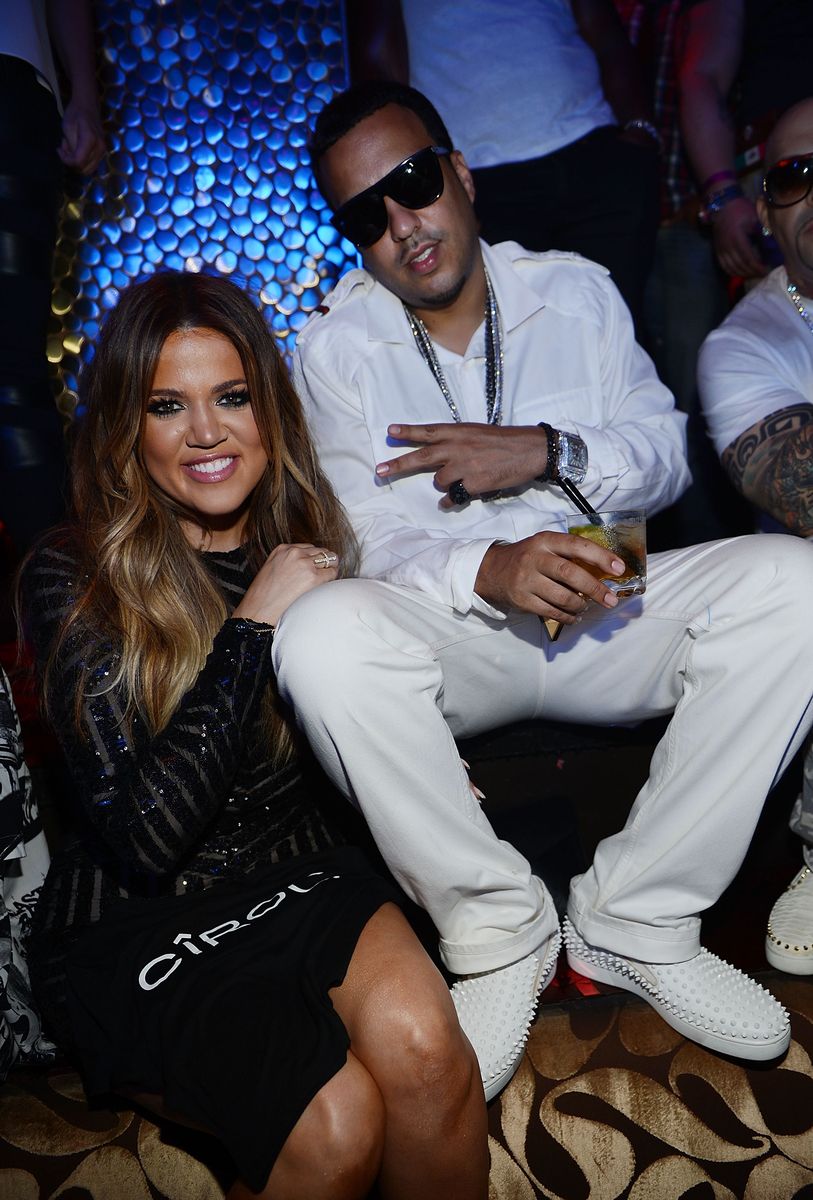 LAS VEGAS, NV - JULY 04:  Khloe Kardashian (L) celebrates her 30th birthday with French Montana (R) at TAO Nightclub on July 4, 2014 in Las Vegas, Nevada.  (Photo by Denise Truscello/WireImage) 