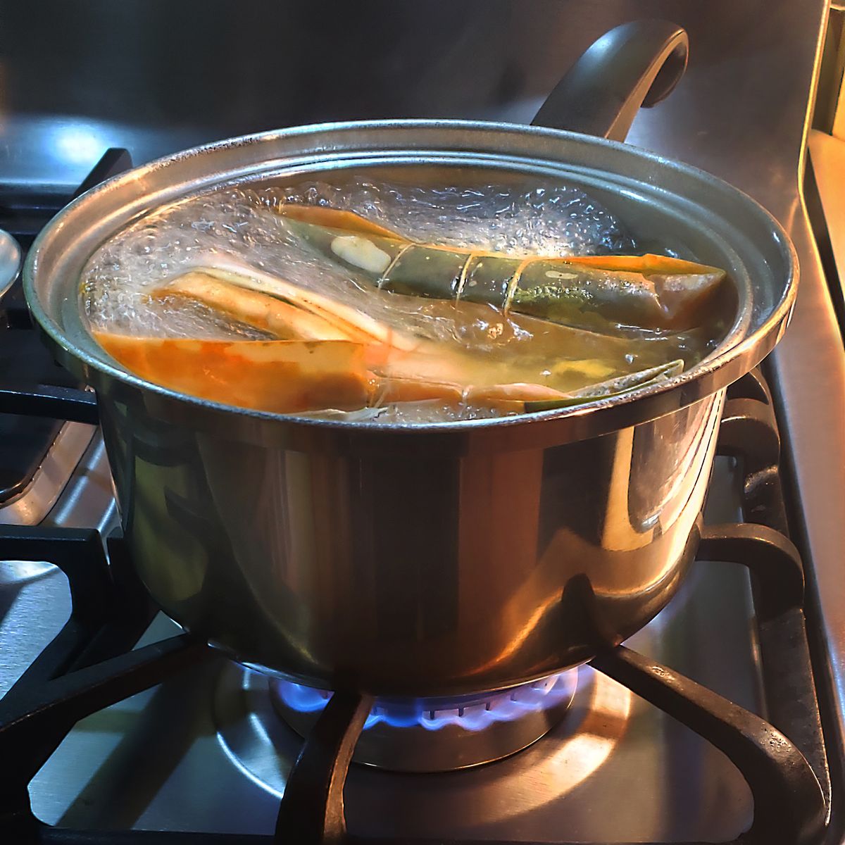 Boiling Pasteles for the holidays.
