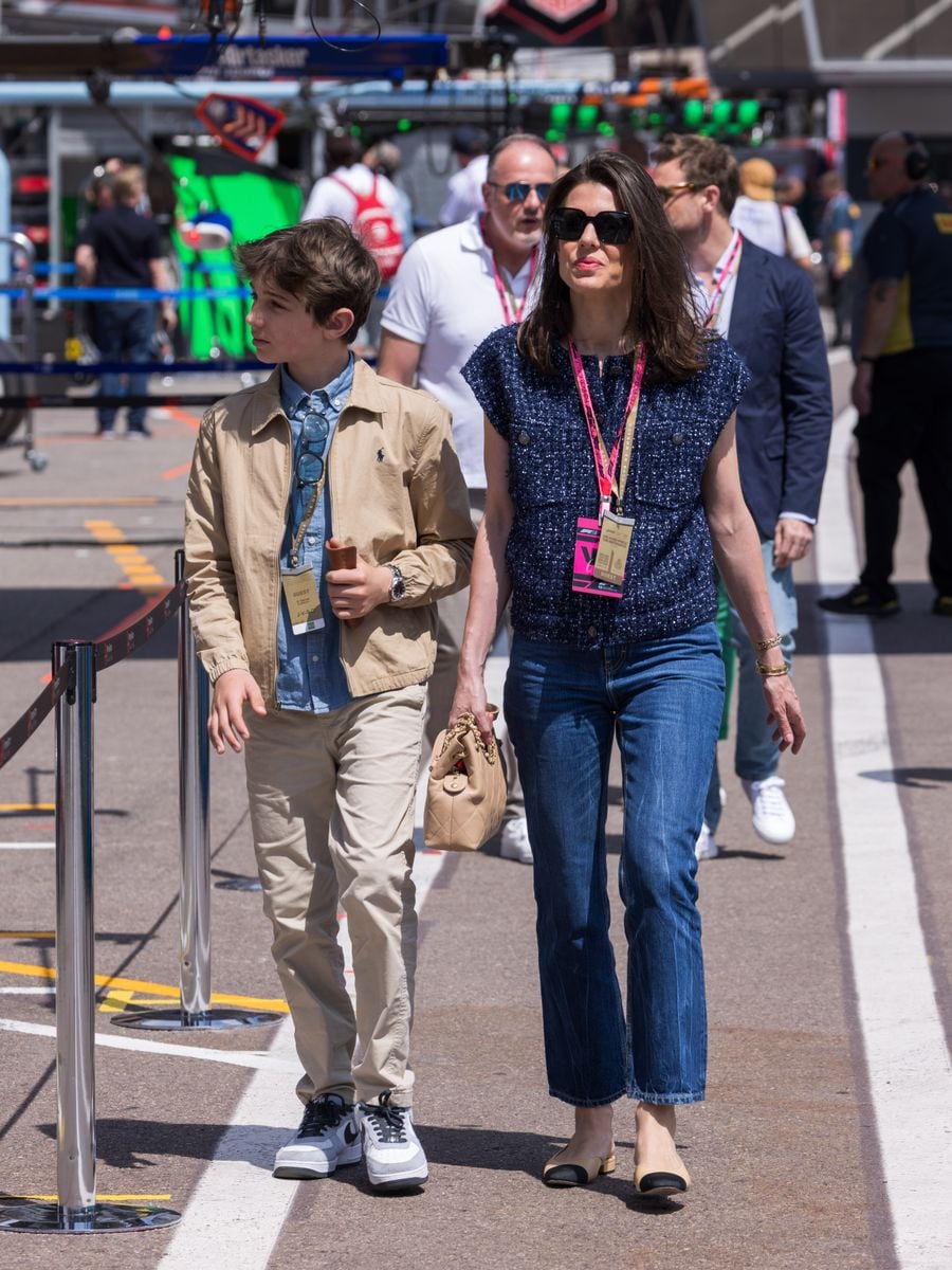 MONTE-CARLO, MONACO - MAY 24: Charlotte Casiraghi and Raphael Elmaleh attends the F1 Grand Prix Of Monaco on May 24, 2025 in Monte-Carlo, Monaco. (Photo by Arnold Jerocki/FilmMagic)