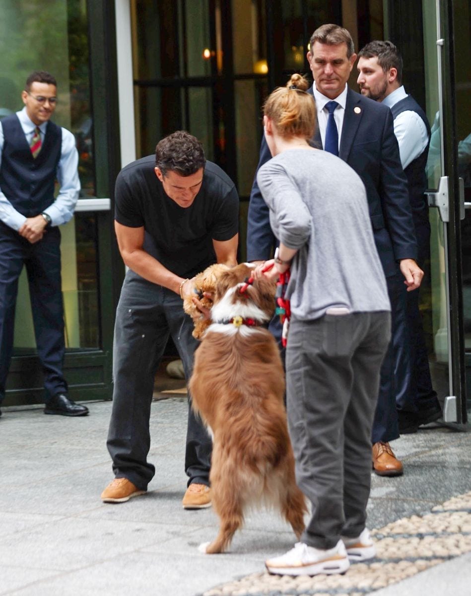 Orlando Bloom turned heads in Manhattan as he arrived for his appearance on The Tonight Show Starring Jimmy Fallon, accompanied by none other than his beloved teacup poodle, Biggie Smalls.