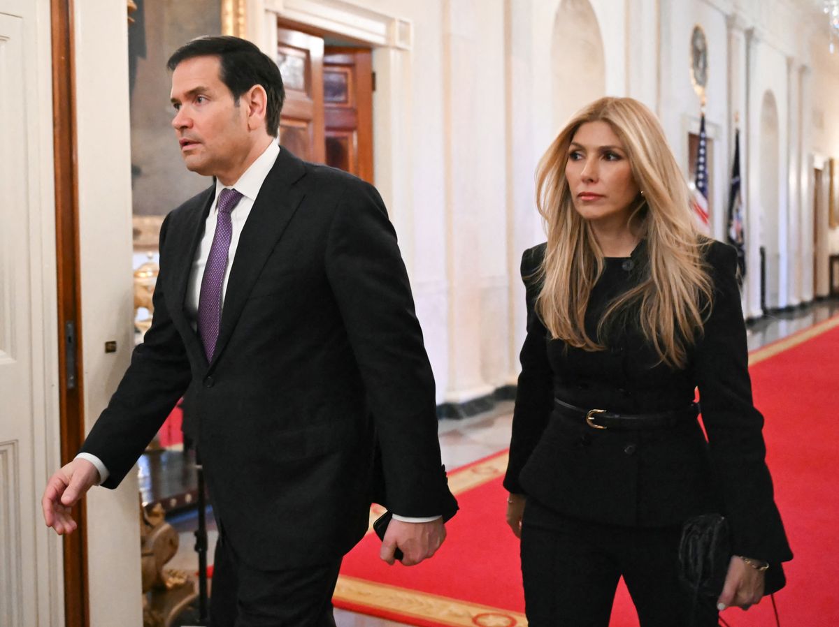 Marco Rubio’s wife Jeanette Dousdebes Rubio finds a modern twist on strict Vatican dress codes in sleek black midi dress