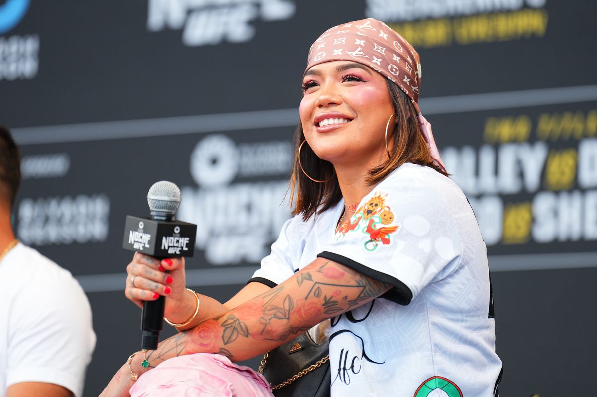  Tracy Cortez on a Q&A for the UFC 306 at Riyadh Season Noche UFC Ceremonial Weigh-in 2024
