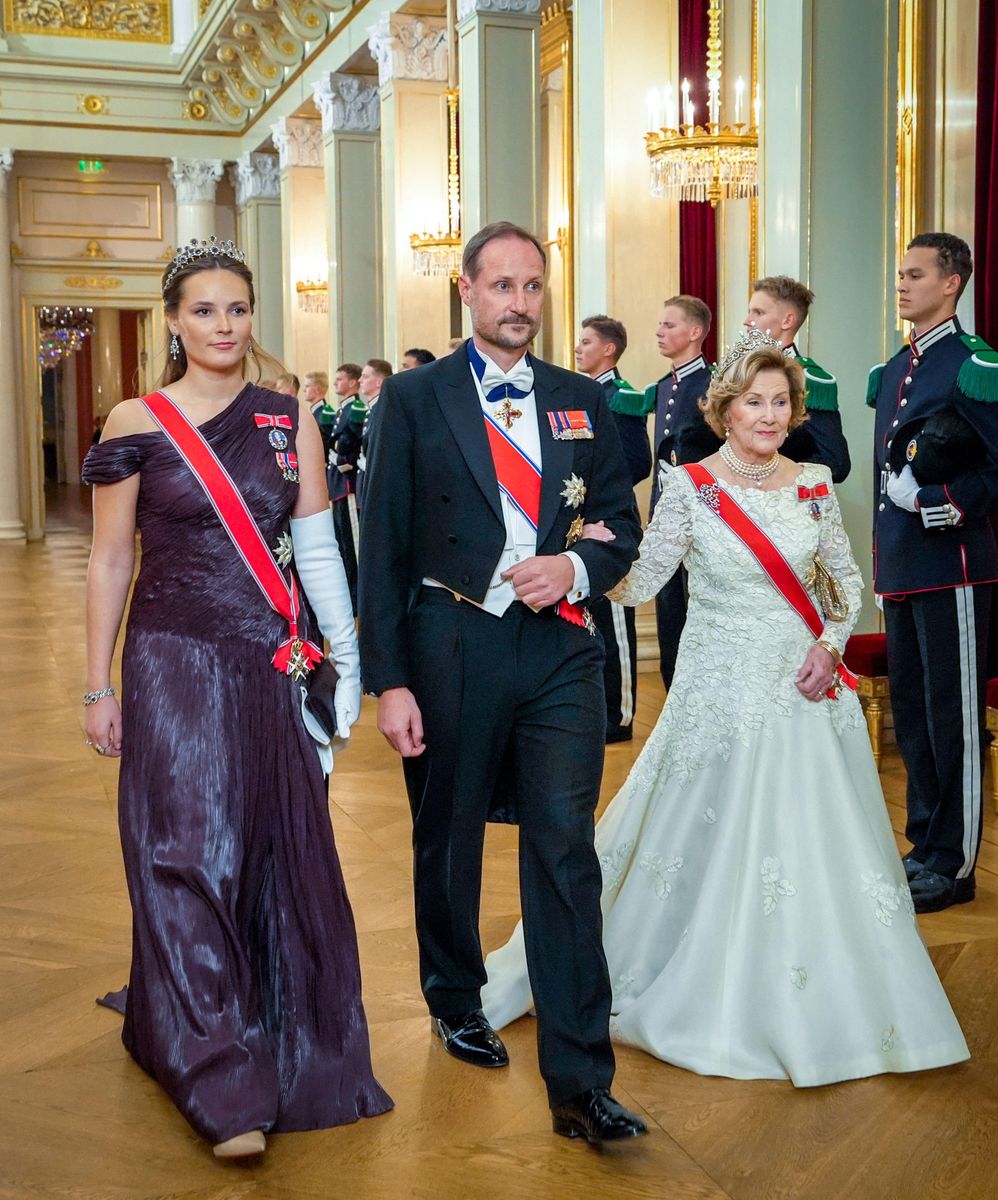 Crown Princess Ingrid Alexandra joined King Haakon and Queen Sonja for the annual parliamentary dinner at the Royal Palace in Oslo on October 22.