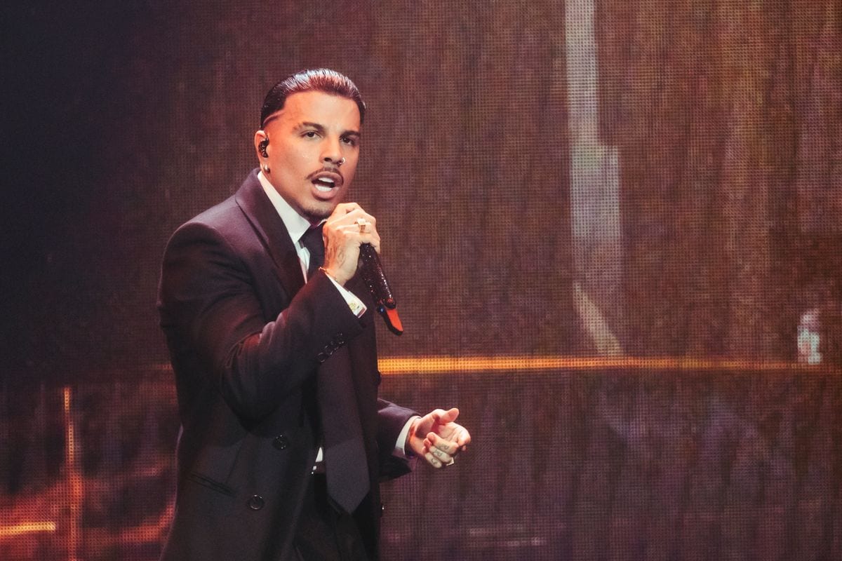 Puerto Rican singer Rauw Alejandro performs live on stage during a concert at the Max-Schmeling-Halle on June 22, 2025 in Berlin, Germany. 