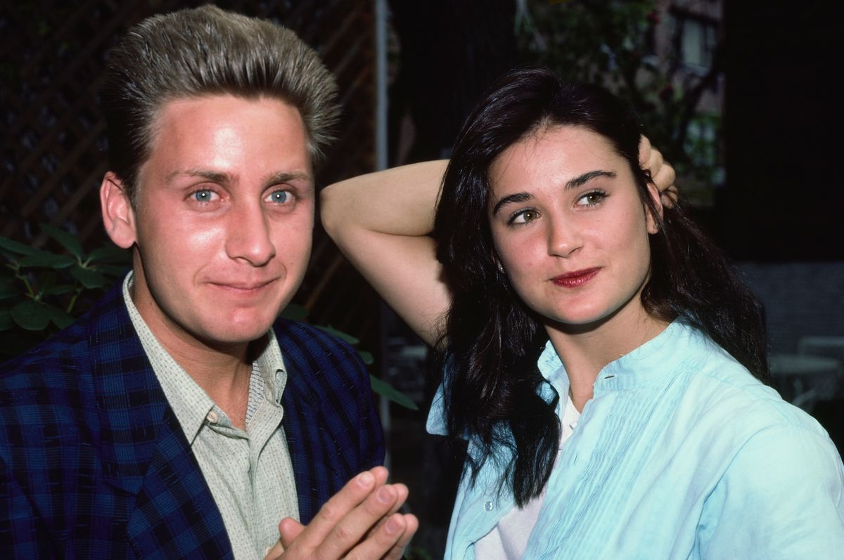 Emilio Estevez and Demi Moore pictured during a promotional event for 'St Elmo's Fire' in New York, 1985. 