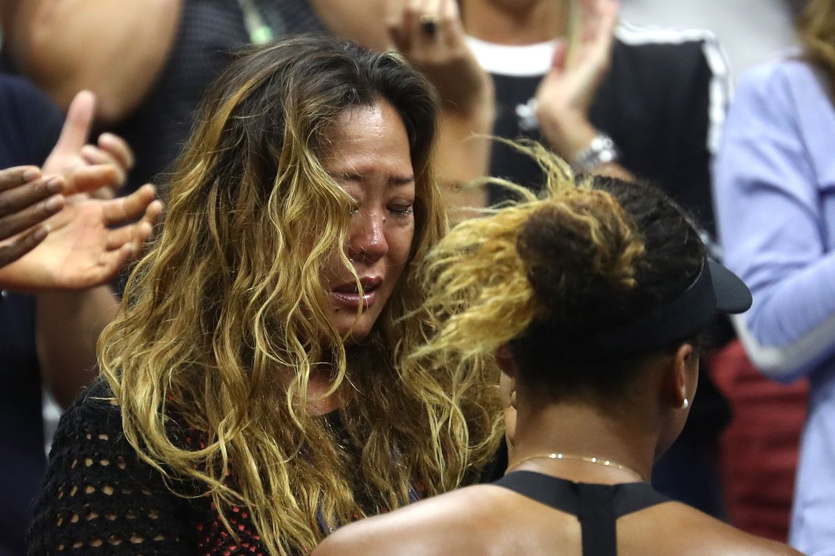 Tamaki Osaka celebrates after Naomi's win at the 2018 US Open