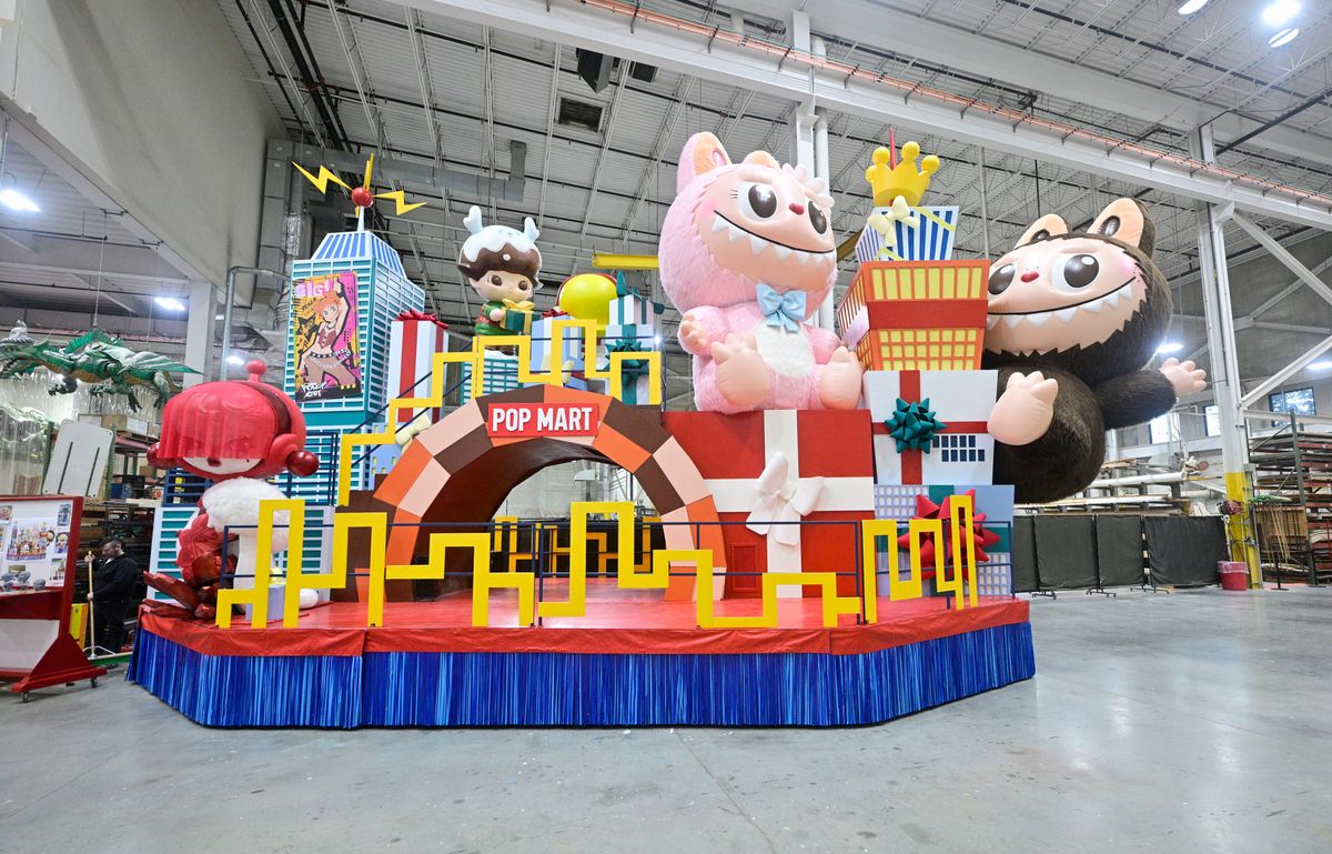 One of this year's new floats includes two Labubus