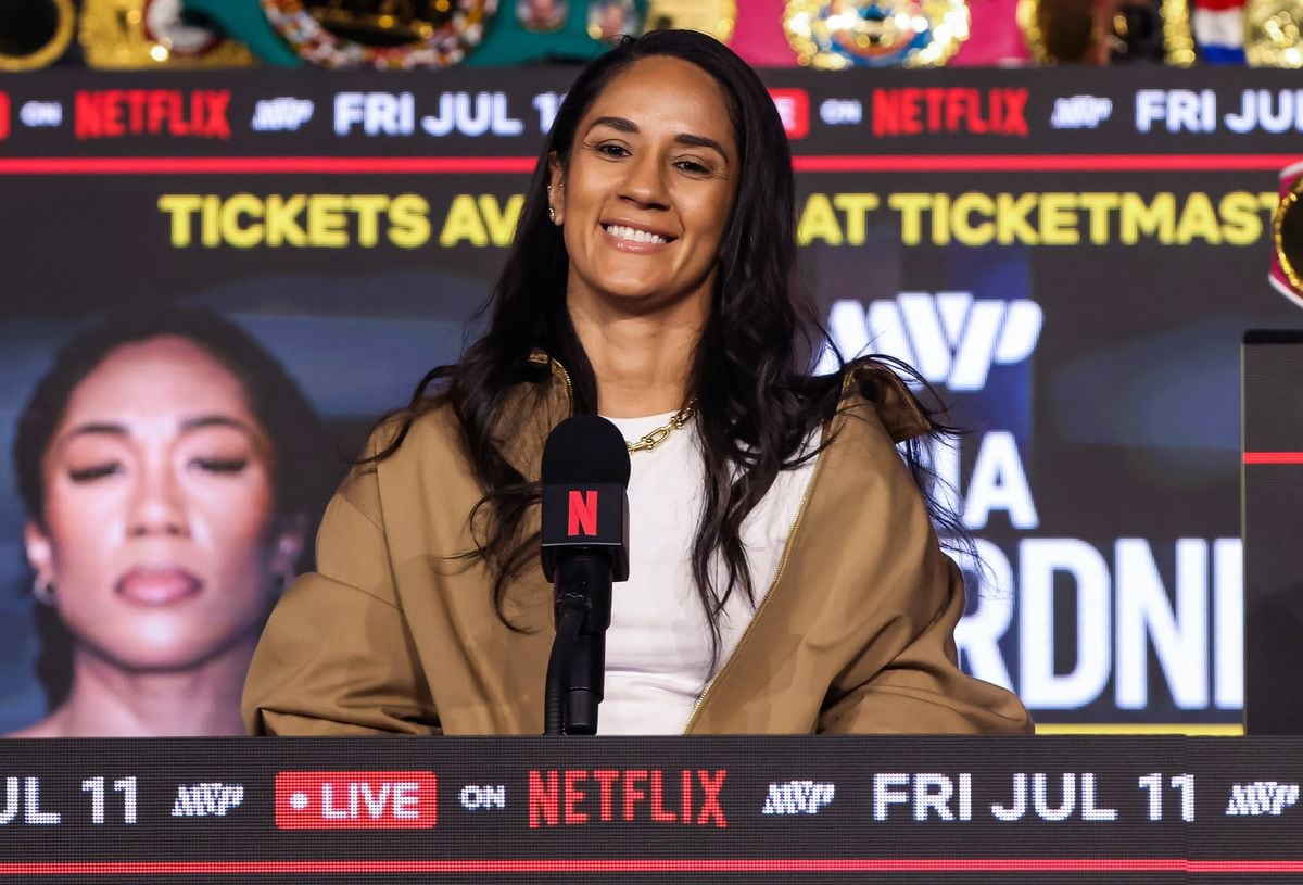  Amanda Serrano during the kick-off press conference for Taylor v Serrano 3 at The Theater at Madison Square Garden in New York, USA. (Photo By Tom Horak/Sportsfile via Getty Images)
