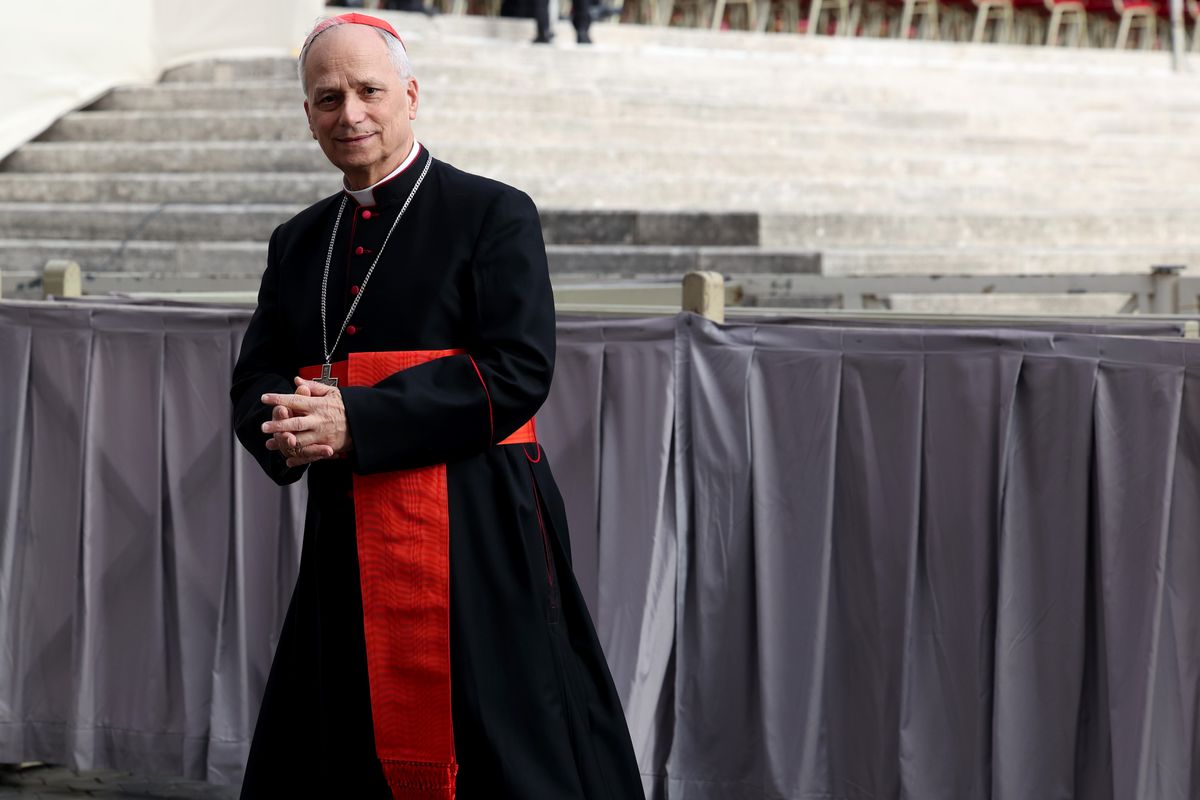 Cardinal Robert Prevost at the funeral of Pope Francis