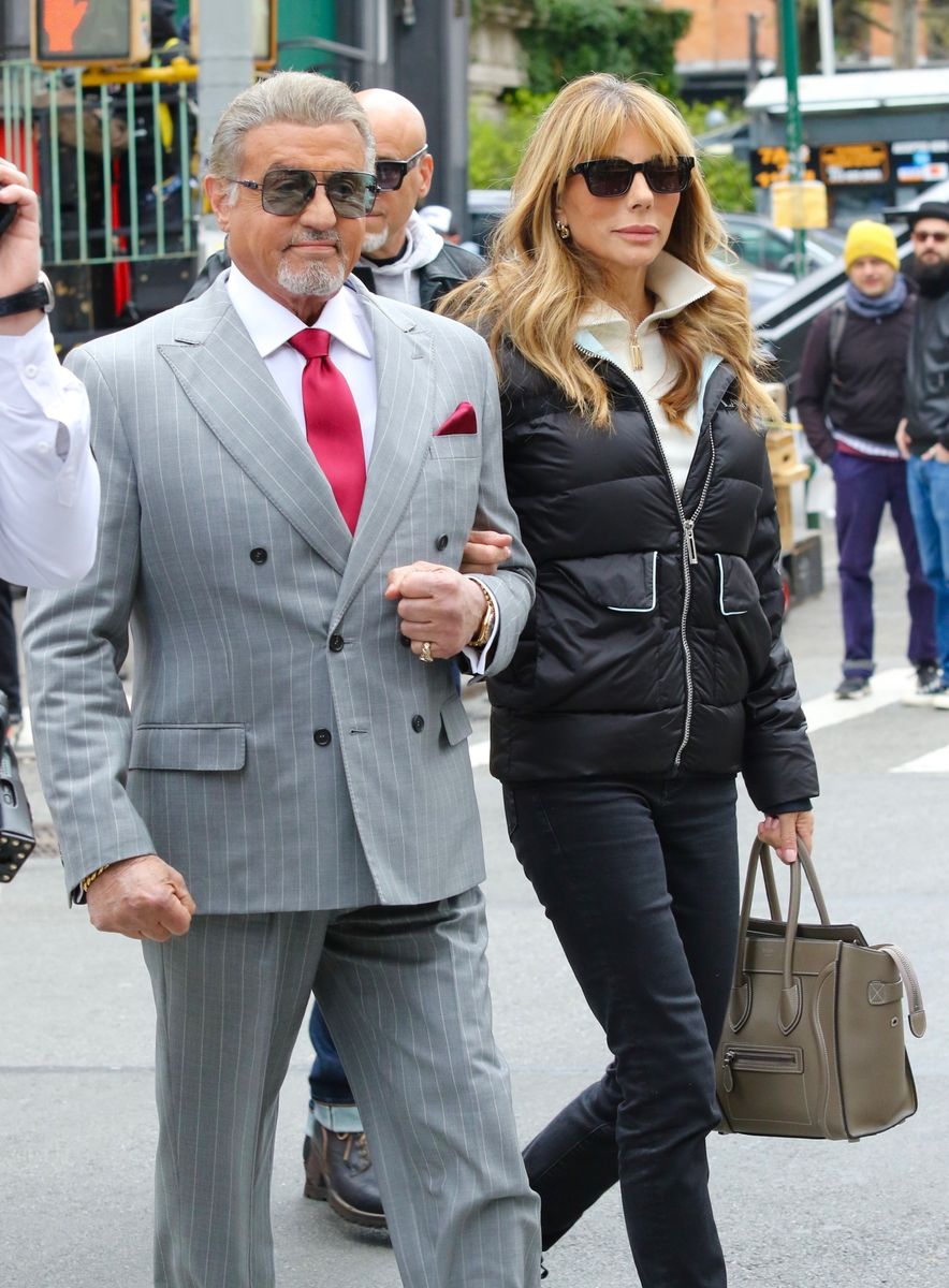 Sylvester Stallone and his wife Jennifer Flavin on the set of 'Tulsa King'