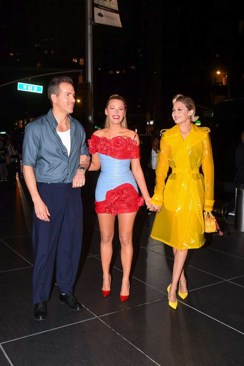 Ryan Reynolds, Blake Lively, and Gigi Hadid are seen arriving at the Jazz Center for the "Deadpool & Wolverine" premiere after party on July 22, 2024 in New York City. (Photo by Robert Kamau/GC Images)