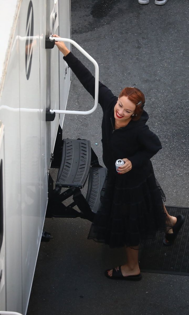 Olivia Wilde on the set of her movie