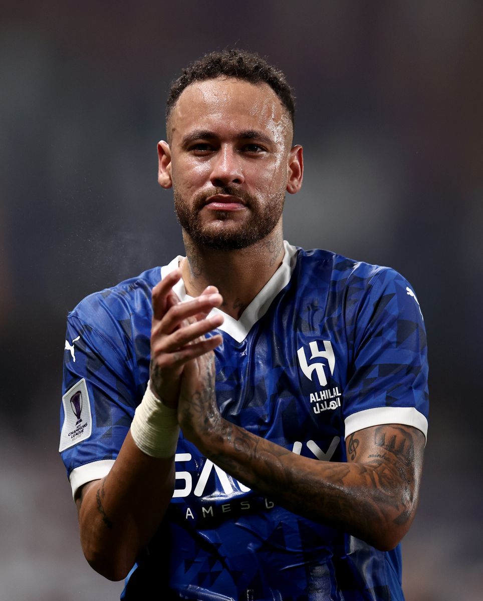 Neymar of Al Hilal reacts after the AFC Champions League Elite match between Al Ain and Al-Hilal at Hazza bin Zayed Stadium.