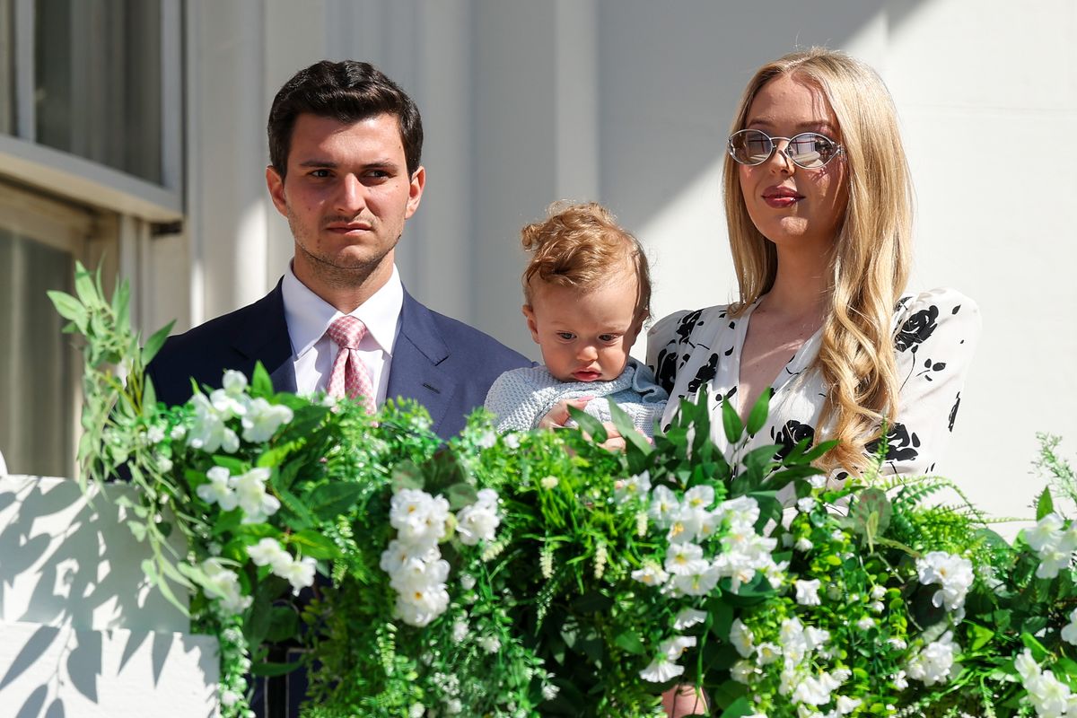 Tiffany Trump, Michael Boulos, and their son, Alexander Trump Boulos in the White House