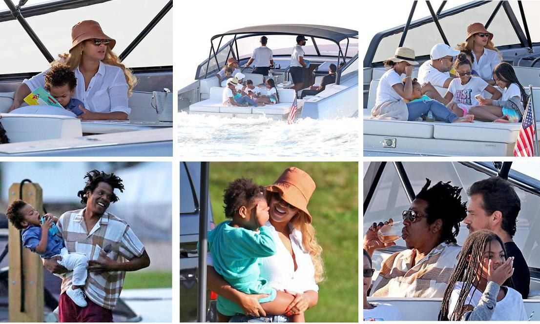Beyonce and Jay Z head out on a luxury boat ride with Twitter CEO Jack Dorsey in The Hamptons.