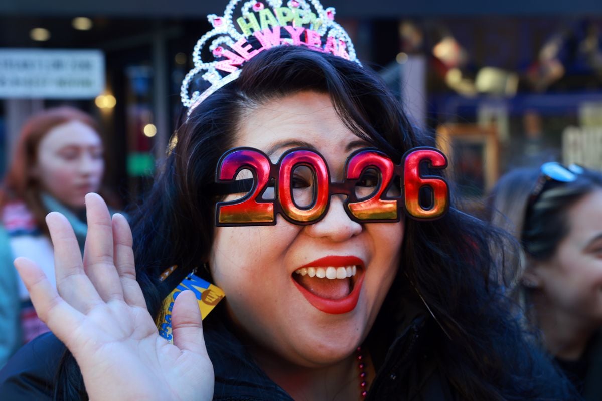 The New Year's Eve ball drop numerals for 2026 are lit up and displayed in Times Square on December 18, 2025, in New York City. 