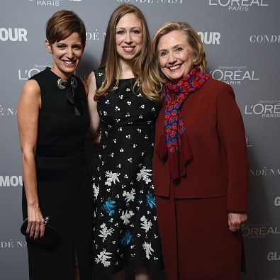 Cindi Leive, the Editor-in-Chief of Glamour magazine, joined Chelsea and Hillary for photos