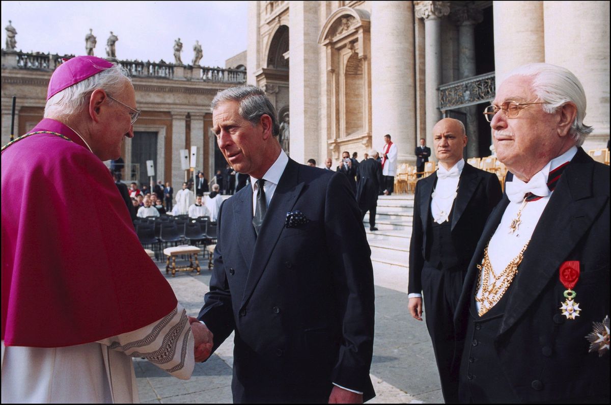 Charles pictured at Pope John Paul II's funeral mass in 2005