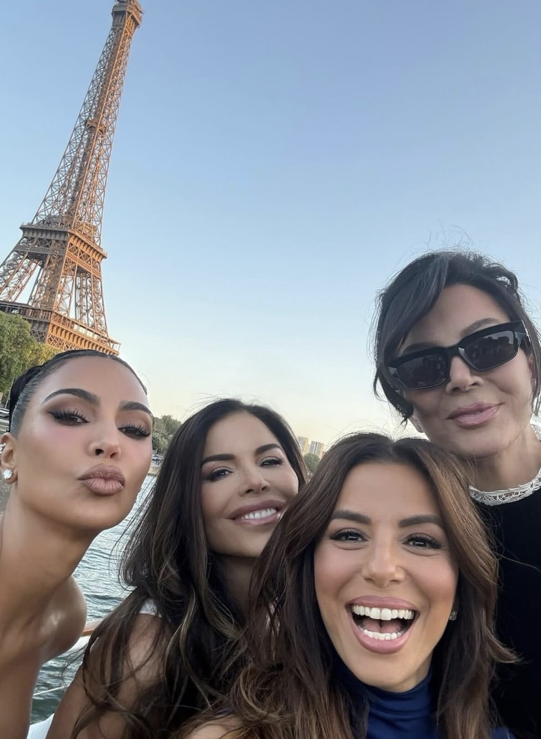 Kim Kardashian, Lauren Sanchez, Kris Jenner, and Eva Longoria on Sanchez's Paris bachelorette party 