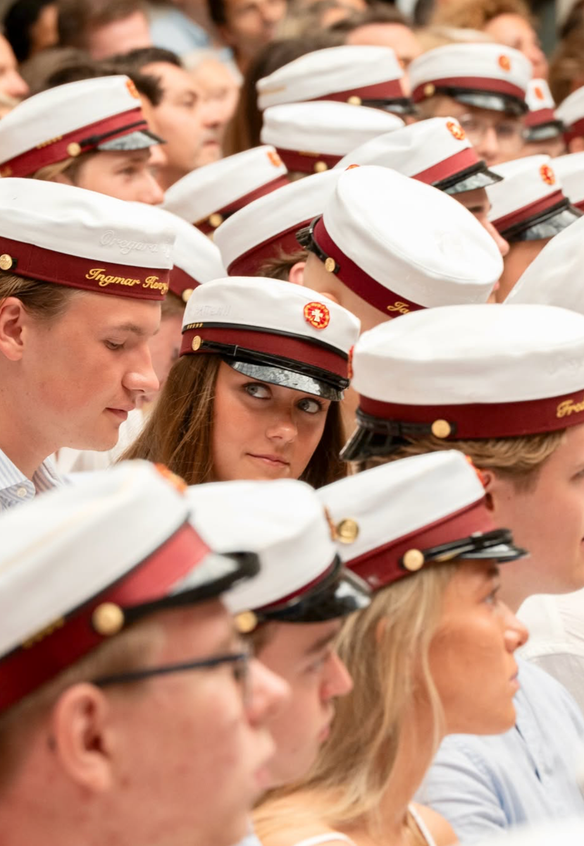 Princess Isabella joined the traditional cap toss as celebrations continued following her graduation from Øregård Gymnasium.