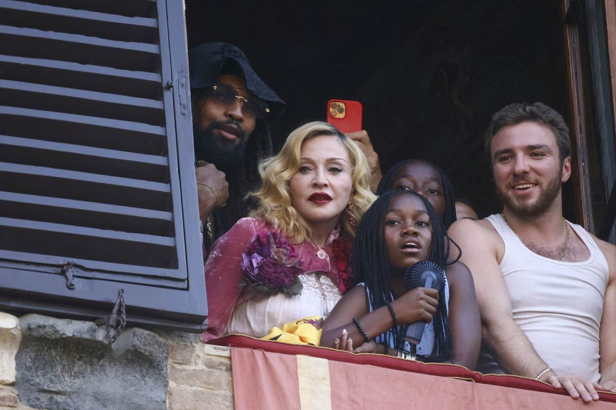 Madonna surprises in Italy with a medieval-style 67th birthday celebration with her children