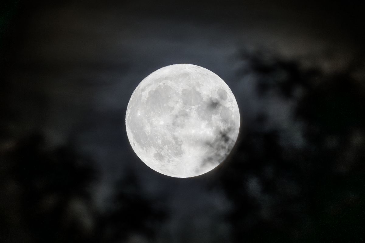 View of the blue supermoon, on 30 August, 2023 in Madrid, Spain. 