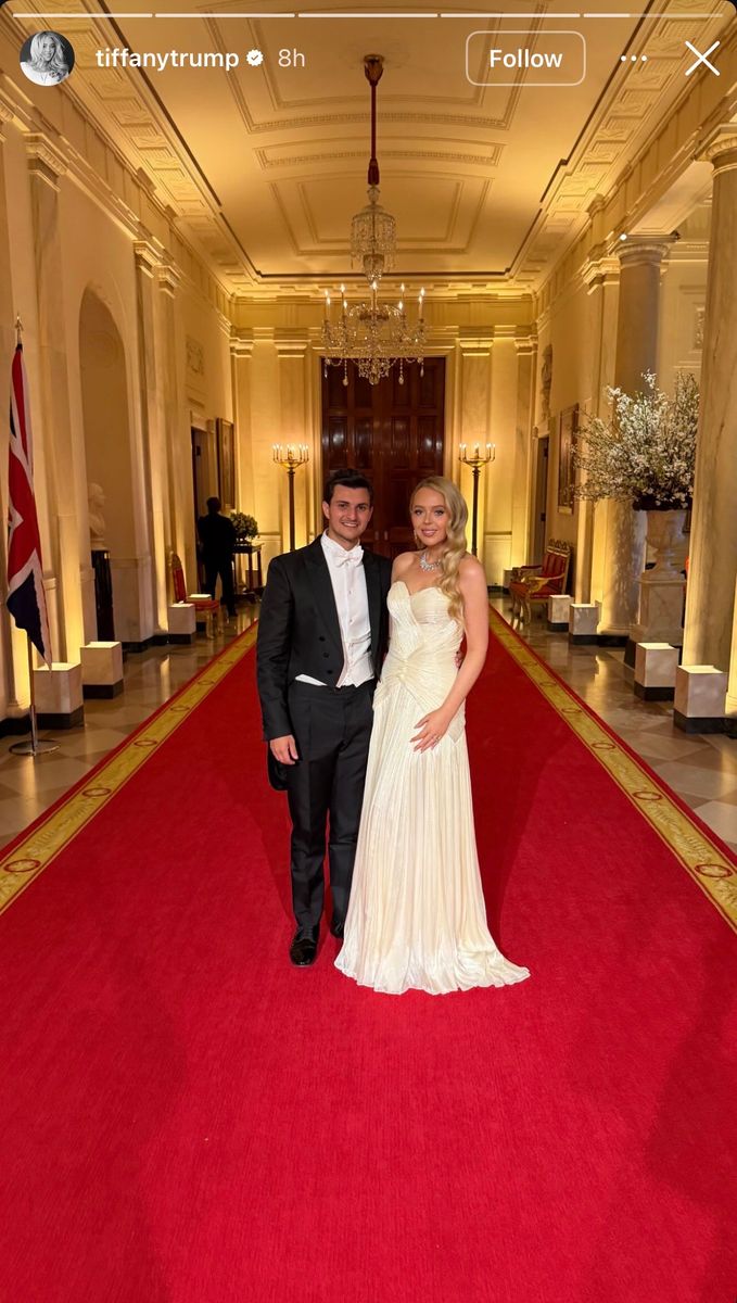 The couple at a White House state dinner during a royal evening with King Charles and Queen Camilla.