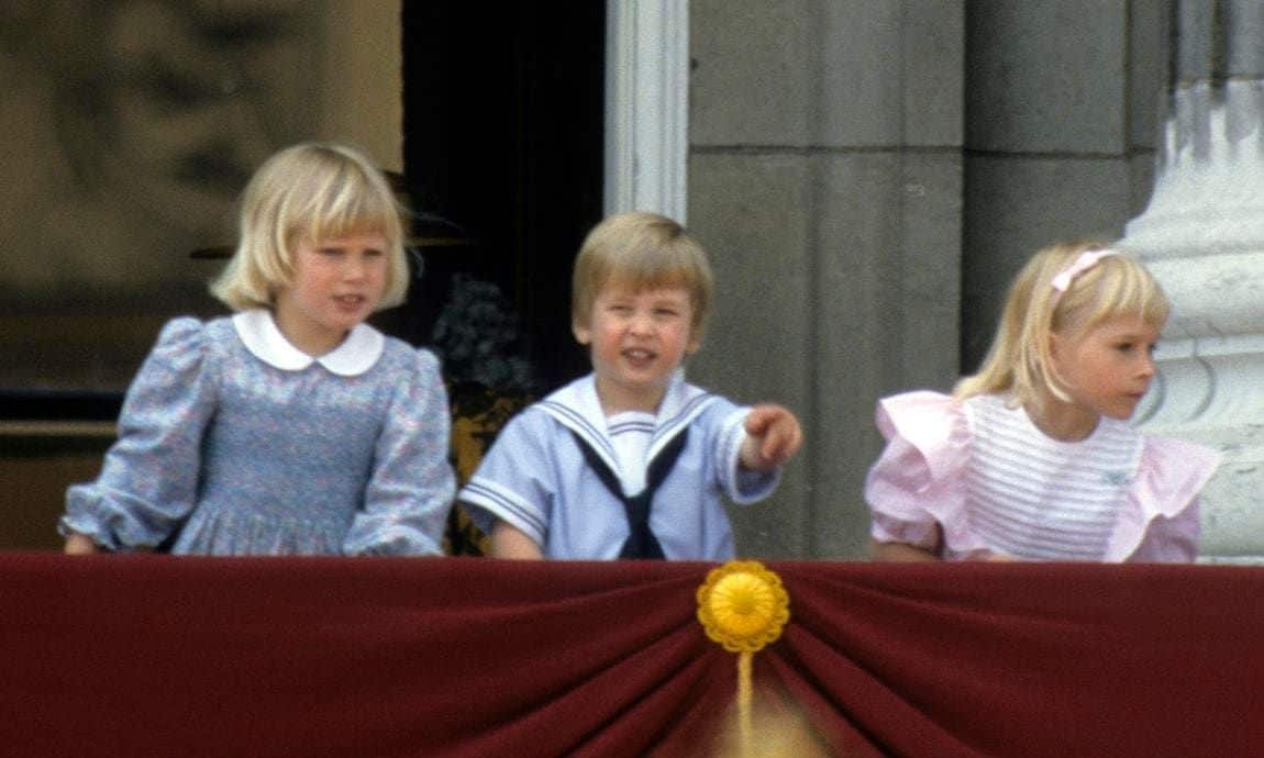 Look over here! The young Duke of Cambridge pointed out something in the distance to his cousin Zara Phillips (left).