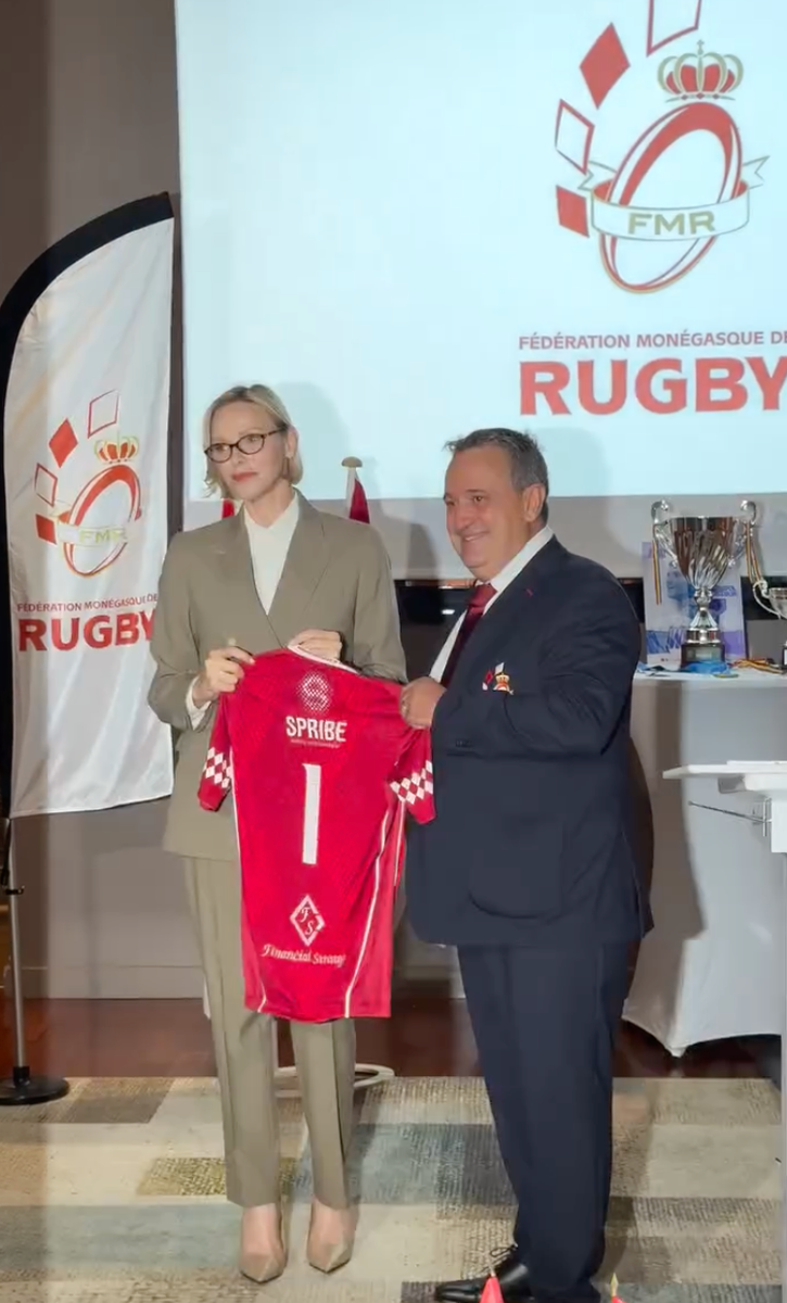 Princess Charlene attended the presentation of Monaco’s national rugby sevens team’s 2026–2027 season at Monte-Carlo Bay.