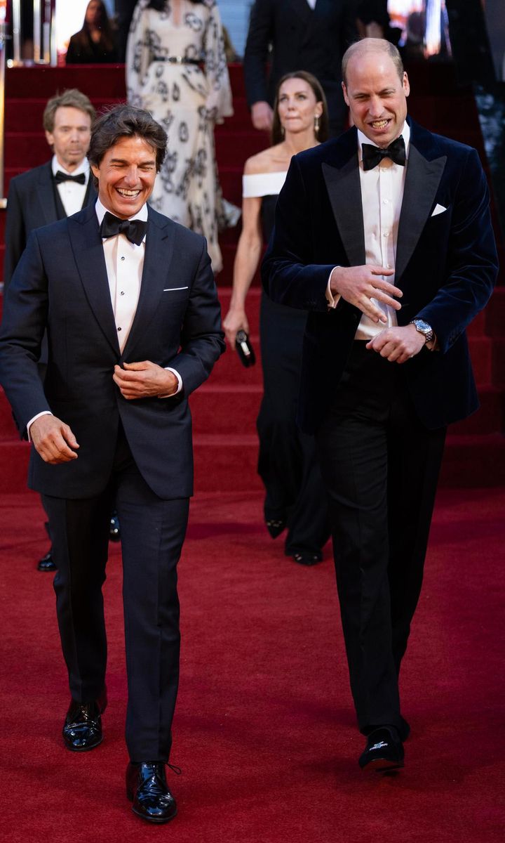  The <i>Top Gun</i> actor shared a laugh with the Queen’s grandson on the red carpet. 