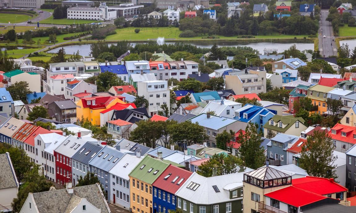 Bird's eye view of downtown Reykjavik