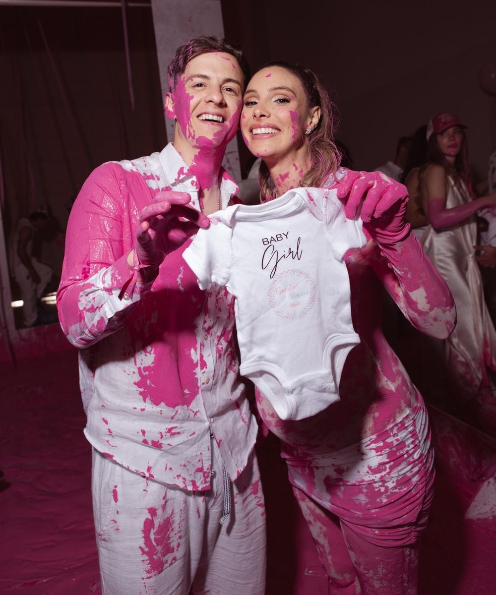 The couple looked happy and in love at the reveal