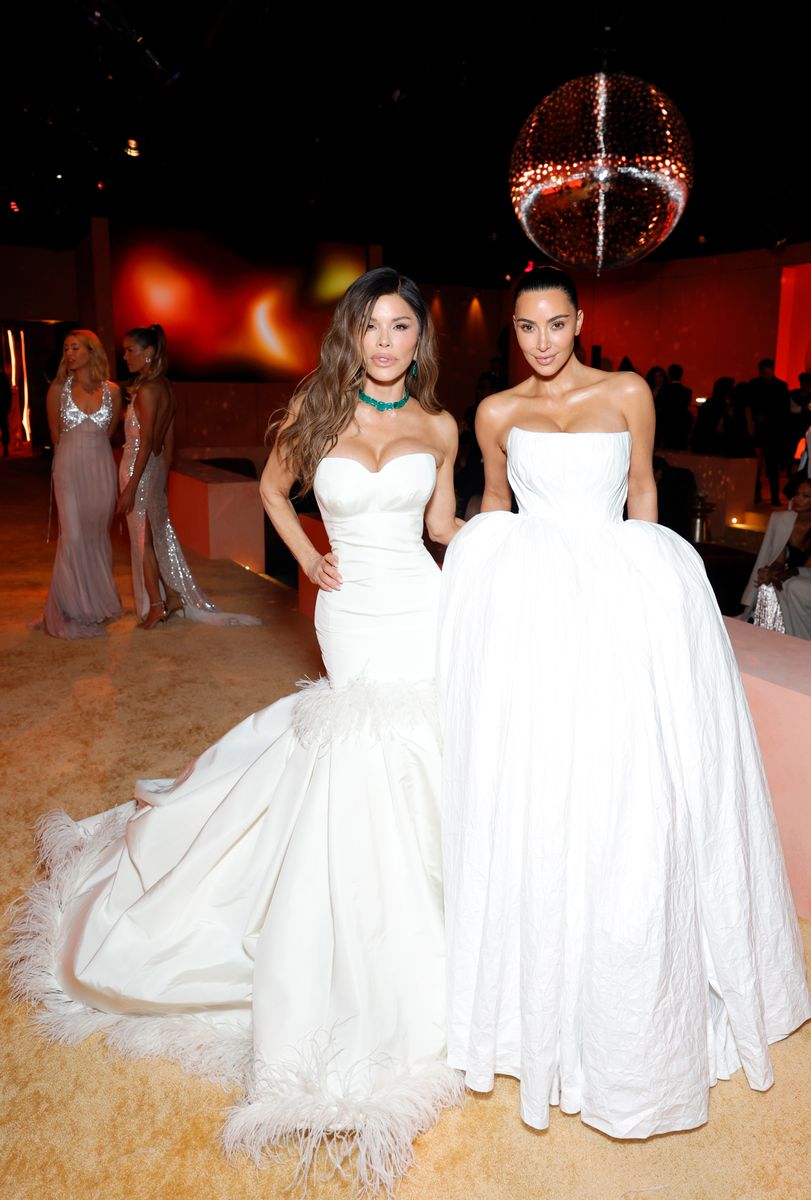 Lauren Sanchez and Kim Kardashian at the 2025 Vanity Fair's Oscar Party