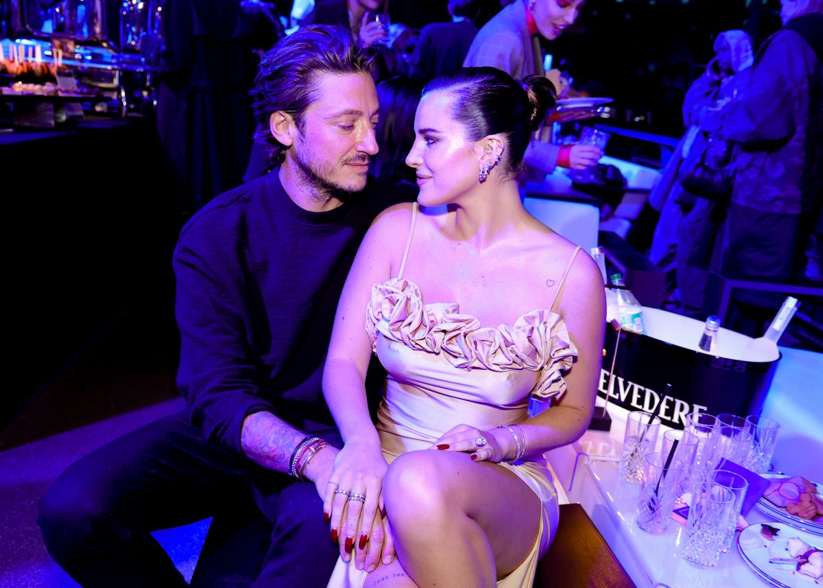 Mark Emms and Bella Thorne at Coperni RTW Spring 2025 as part of Paris Ready to Wear Fashion Week