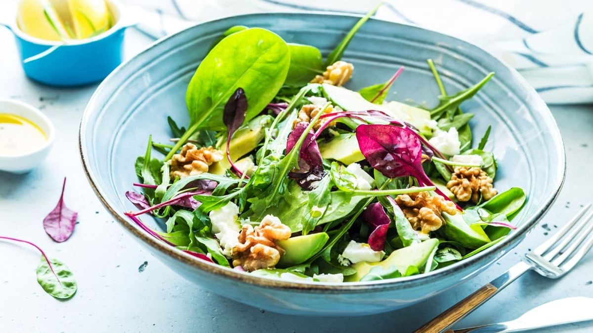 Fresh salad with Avocado and feta cheese