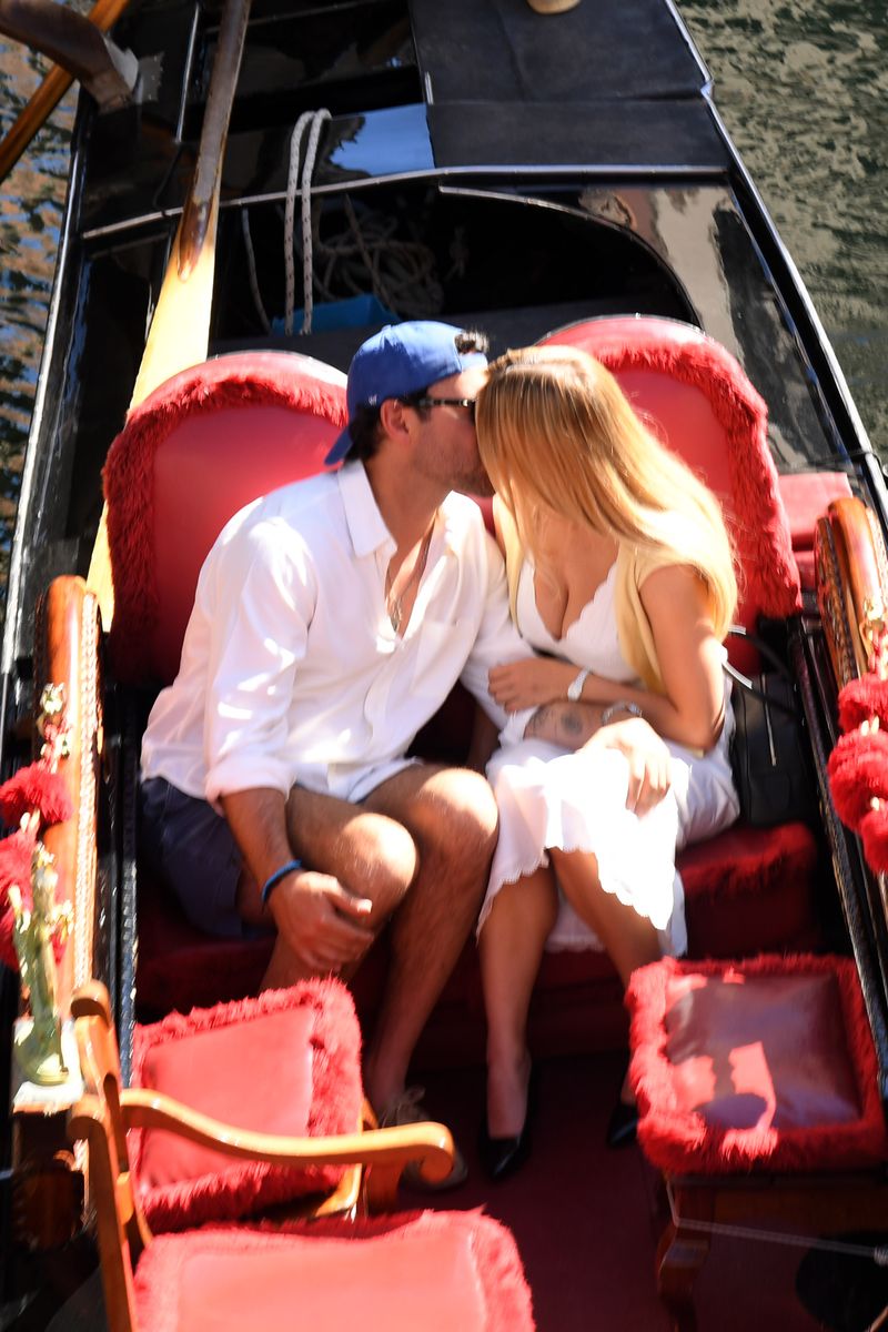 Sydney Sweeney and Scooter Braun are seen during the 83rd Venice International Film Festival on September 03, 2026 in Venice, Italy.