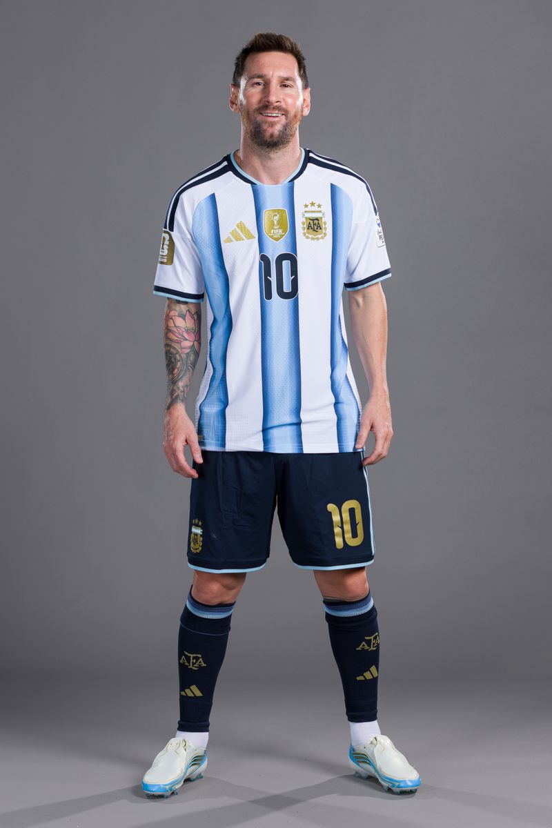 Lionel Messi #10 of Argentina poses for a portrait during the official FIFA World Cup 2026 portrait session.